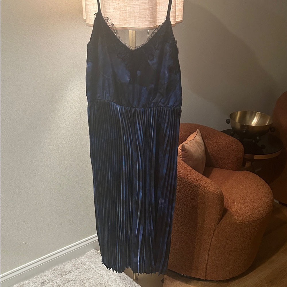 Steve Madden Midnight Blue Pleated Midi Dress